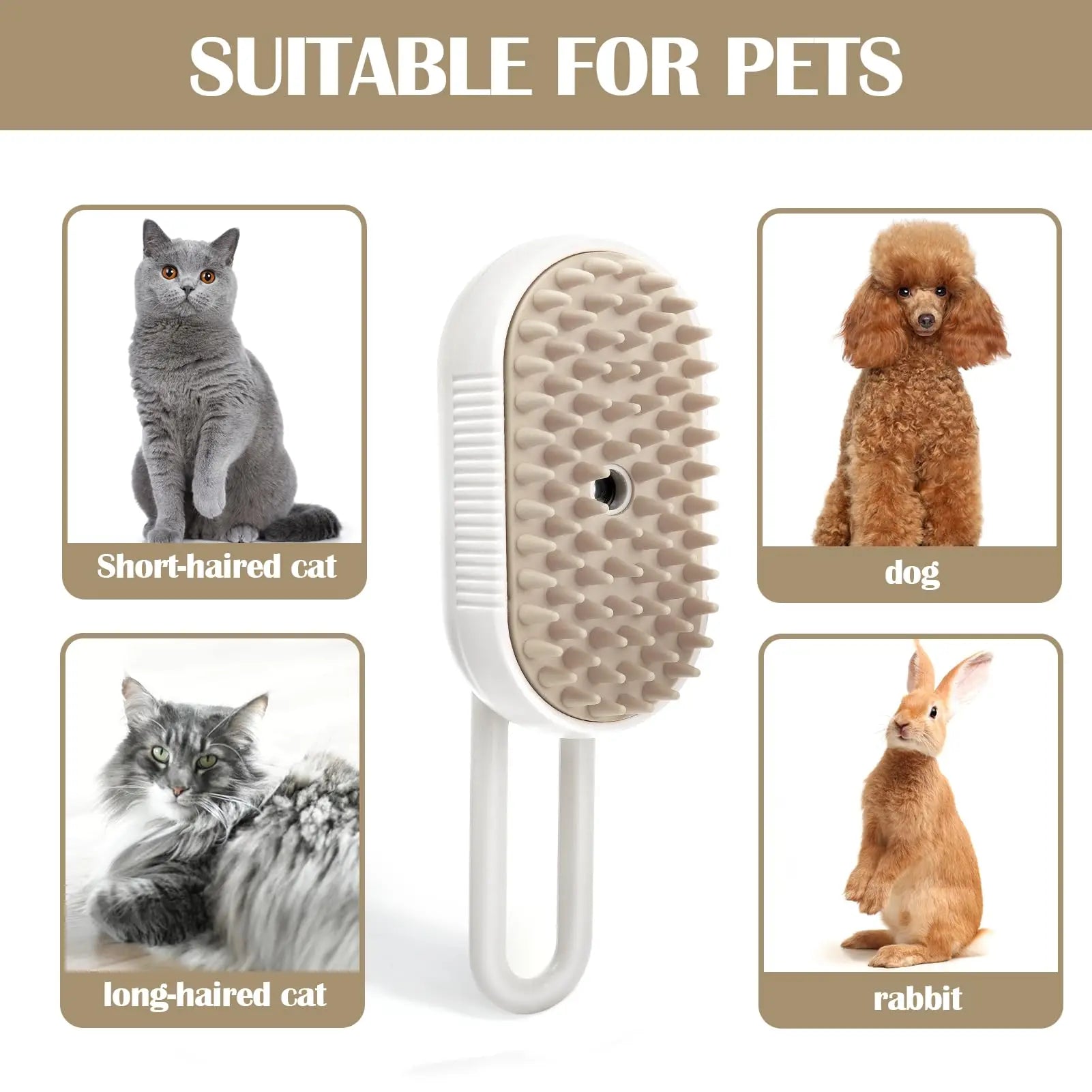 Steamy Cat Brush with Rotate Handle 3 in 1 Electric Cat Brush Steam Spray for Massage Pet Grooming Comb Hair Removal Combs