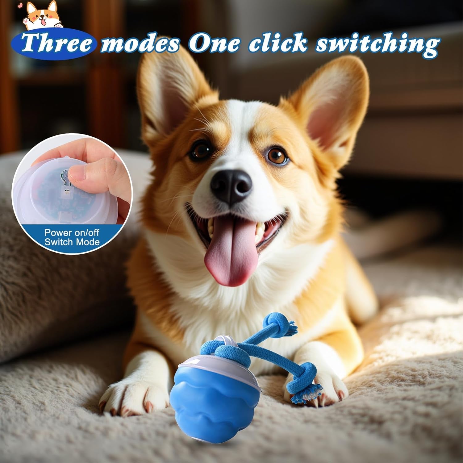Interactive Dog Toys with Motion Activated, Squeaky Dog Toy Active Rolling Ball Wicked Ball for Daily Training