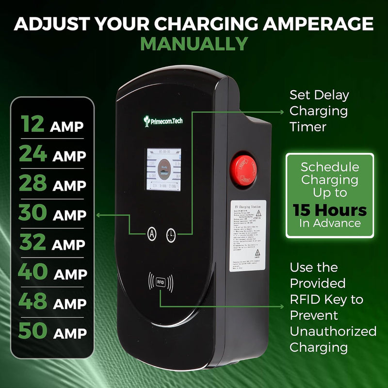 50 Amp - .TECH Level-2 Smart Electric Vehicle Home Charging Station 