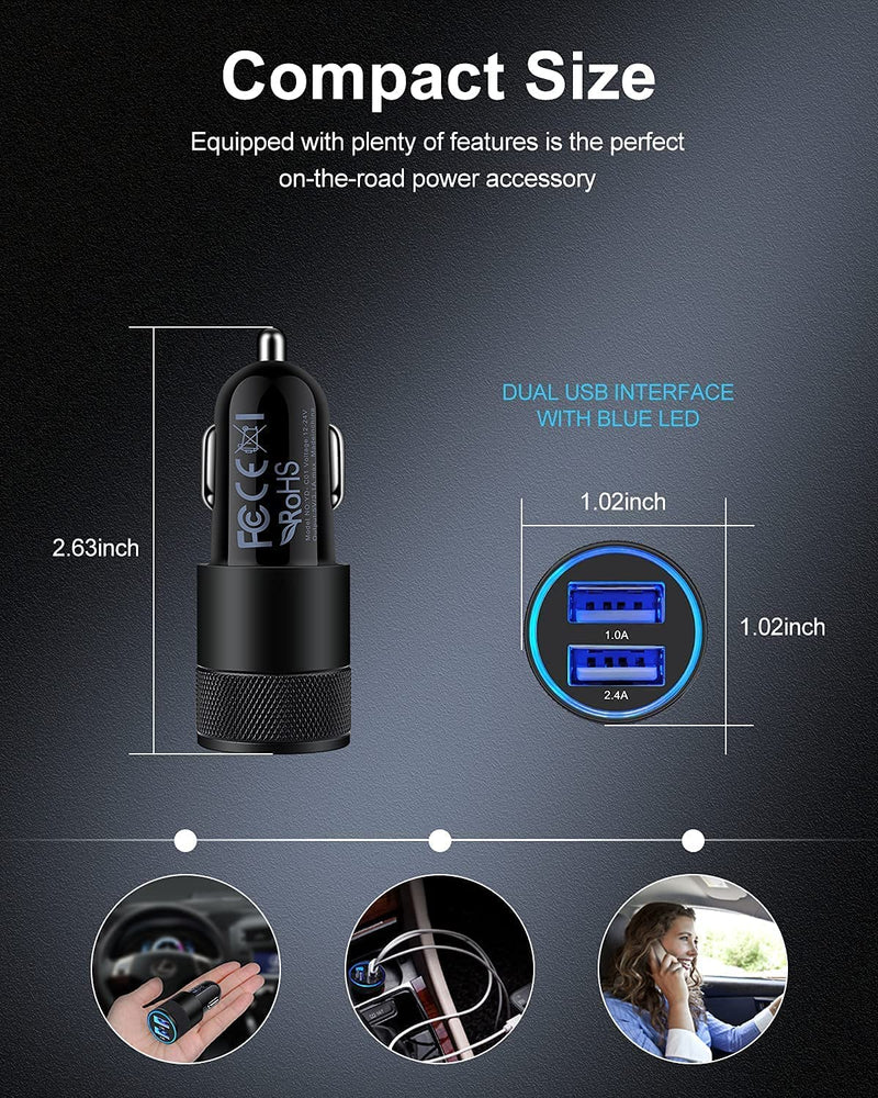 Fast Charge Dual Port USB Cargador Carro Lighter Adapter 