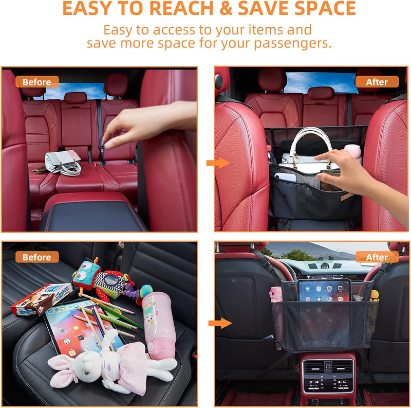  Net Pocket Handbag Holder between Seats Back Storage Organizer