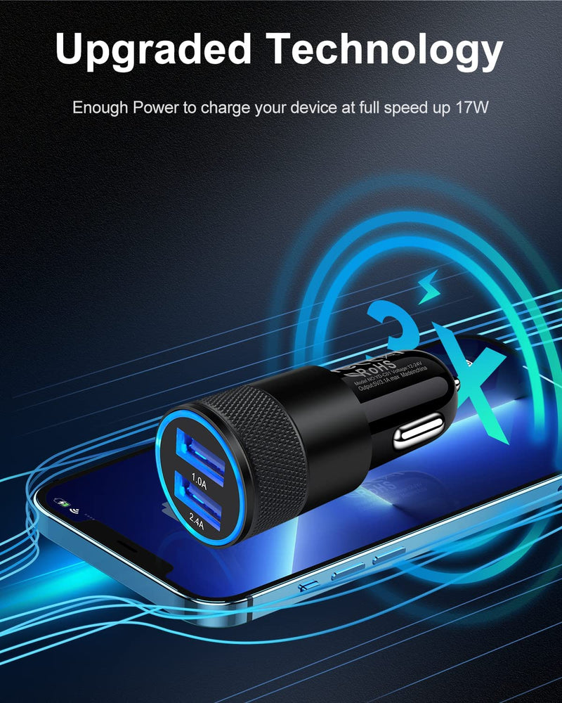 Fast Charge Dual Port USB Cargador Carro Lighter Adapter 