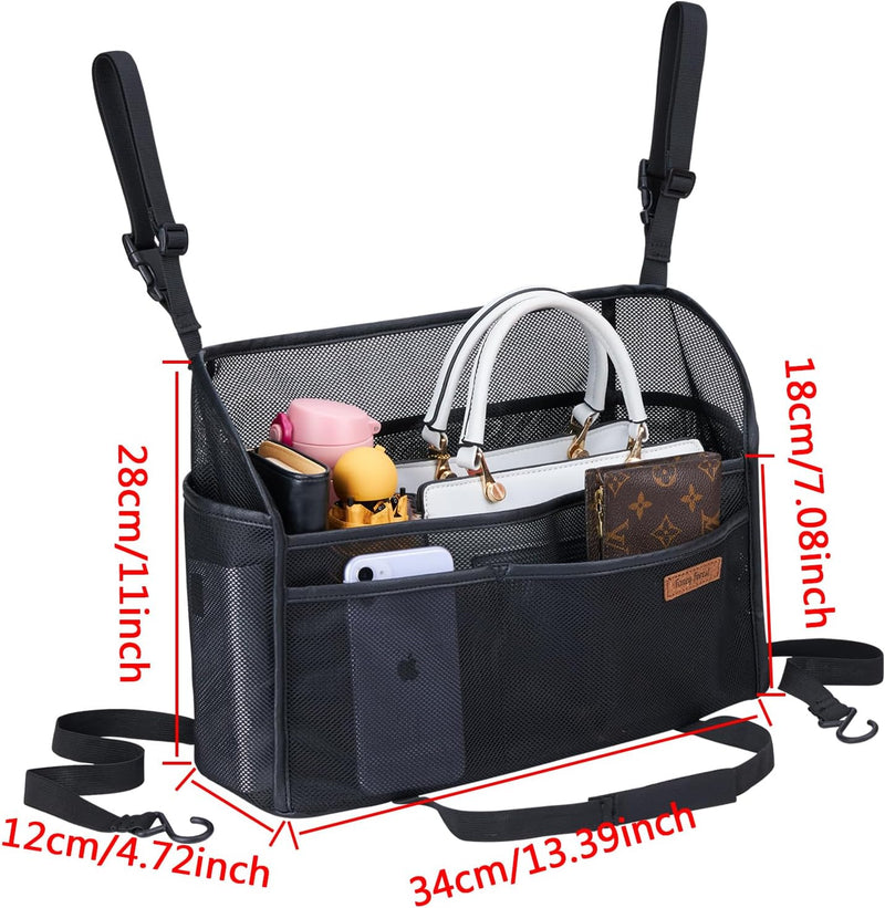  Net Pocket Handbag Holder between Seats Back Storage Organizer