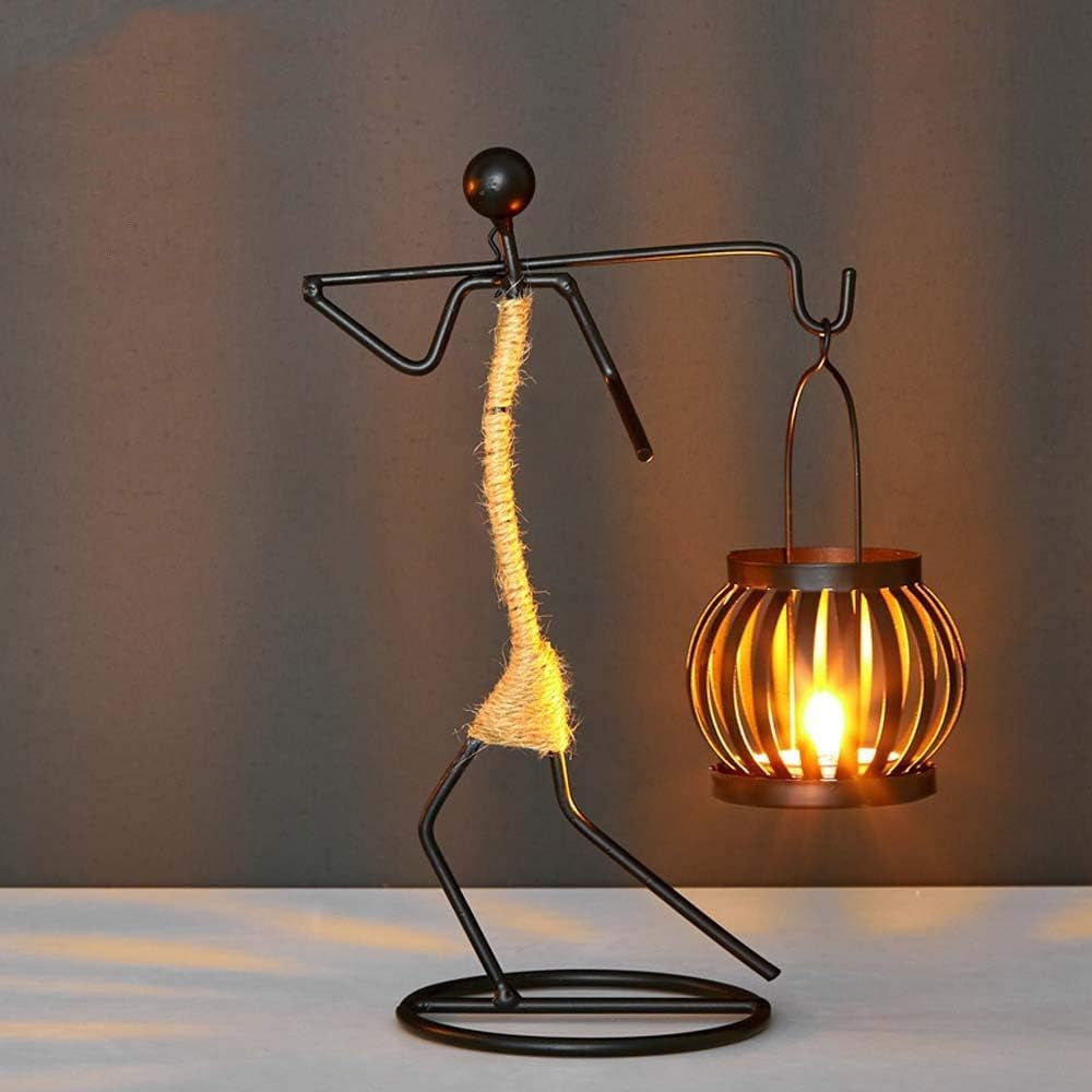 Nordic Metal Candlestick Abstract Character Sculpture Candle Holder Handmade Figurines Home Decoration Art Gift(F)