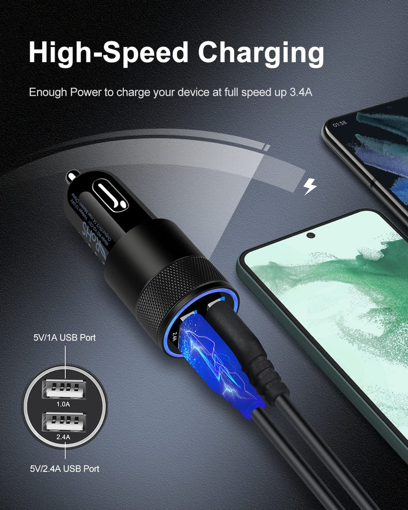 Fast Charge Dual Port USB Cargador Carro Lighter Adapter 