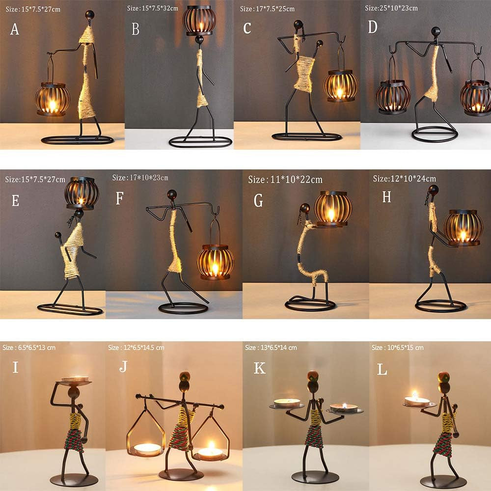 Nordic Metal Candlestick Abstract Character Sculpture Candle Holder Handmade Figurines Home Decoration Art Gift(F)