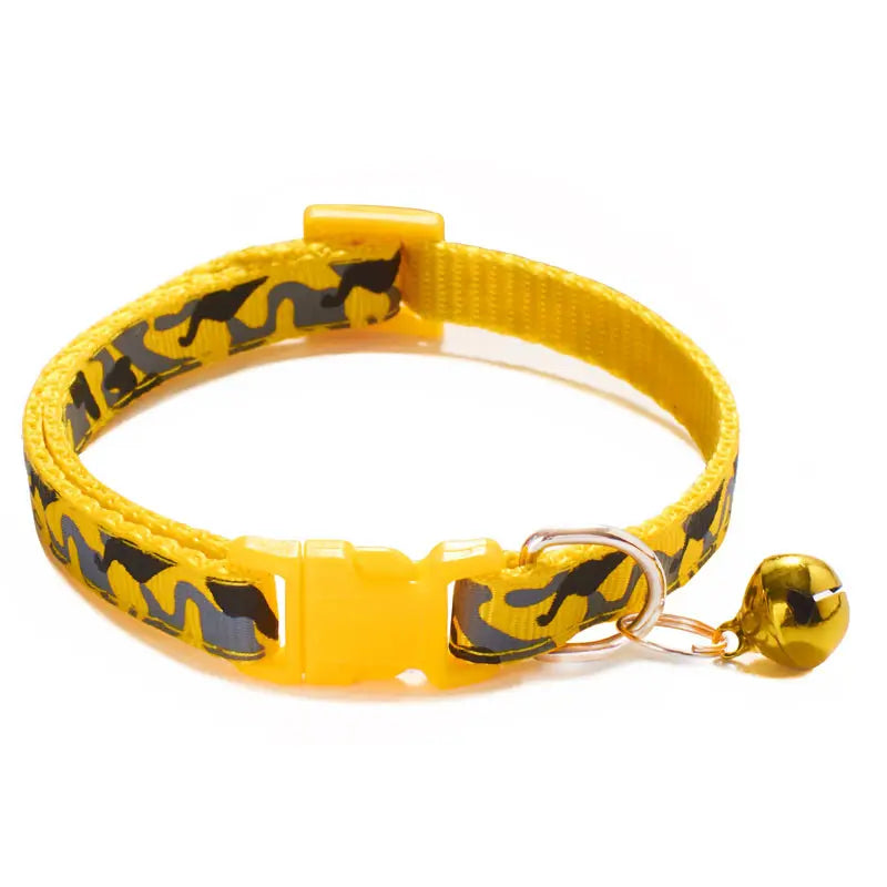 Camouflage Cat Collar with Bell Pet Dog Necklace Gatos Collier Chats Perro Supplies for Small Medium Kittin Chihuahua Pink Blue