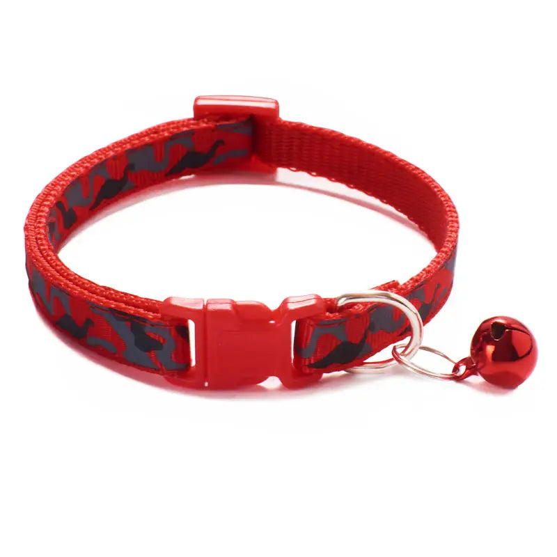Camouflage Cat Collar with Bell Pet Dog Necklace Gatos Collier Chats Perro Supplies for Small Medium Kittin Chihuahua Pink Blue
