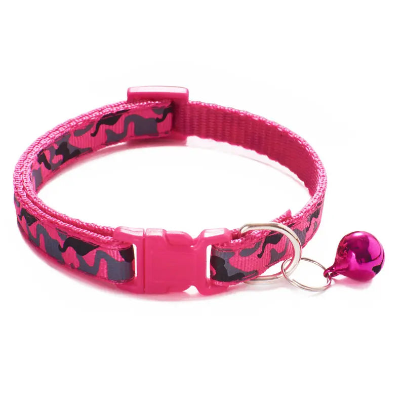 Camouflage Cat Collar with Bell Pet Dog Necklace Gatos Collier Chats Perro Supplies for Small Medium Kittin Chihuahua Pink Blue