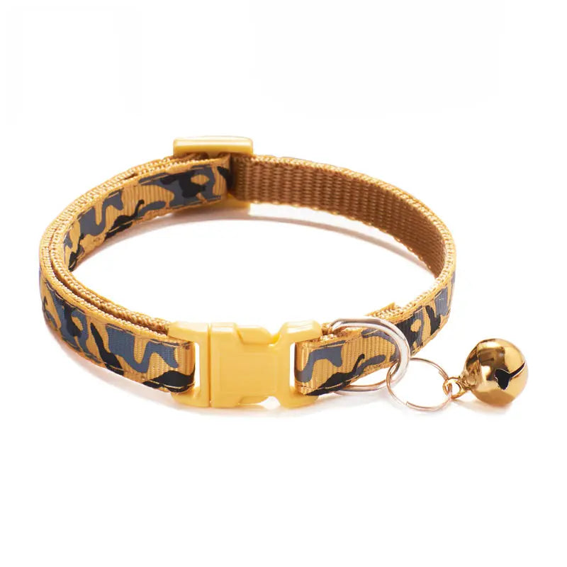 Camouflage Cat Collar with Bell Pet Dog Necklace Gatos Collier Chats Perro Supplies for Small Medium Kittin Chihuahua Pink Blue