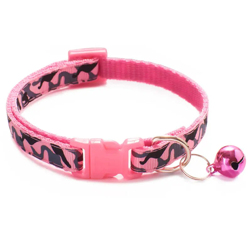 Camouflage Cat Collar with Bell Pet Dog Necklace Gatos Collier Chats Perro Supplies for Small Medium Kittin Chihuahua Pink Blue