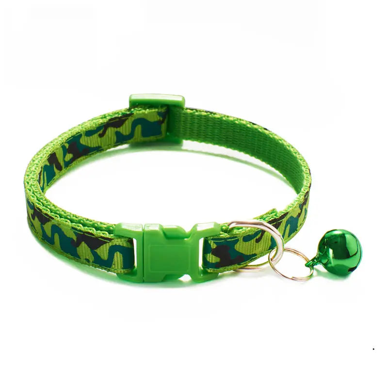 Camouflage Cat Collar with Bell Pet Dog Necklace Gatos Collier Chats Perro Supplies for Small Medium Kittin Chihuahua Pink Blue