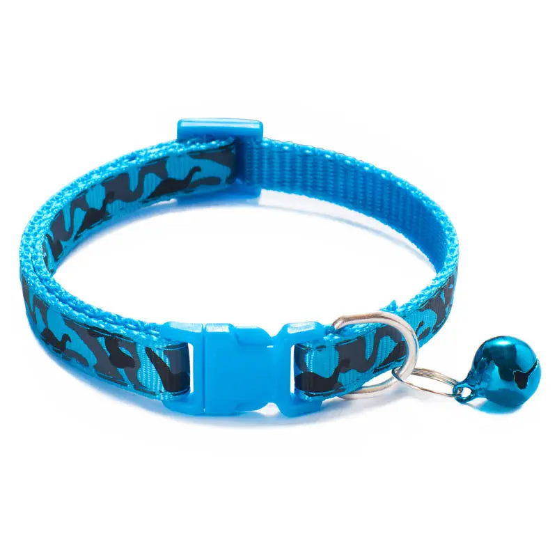 Camouflage Cat Collar with Bell Pet Dog Necklace Gatos Collier Chats Perro Supplies for Small Medium Kittin Chihuahua Pink Blue