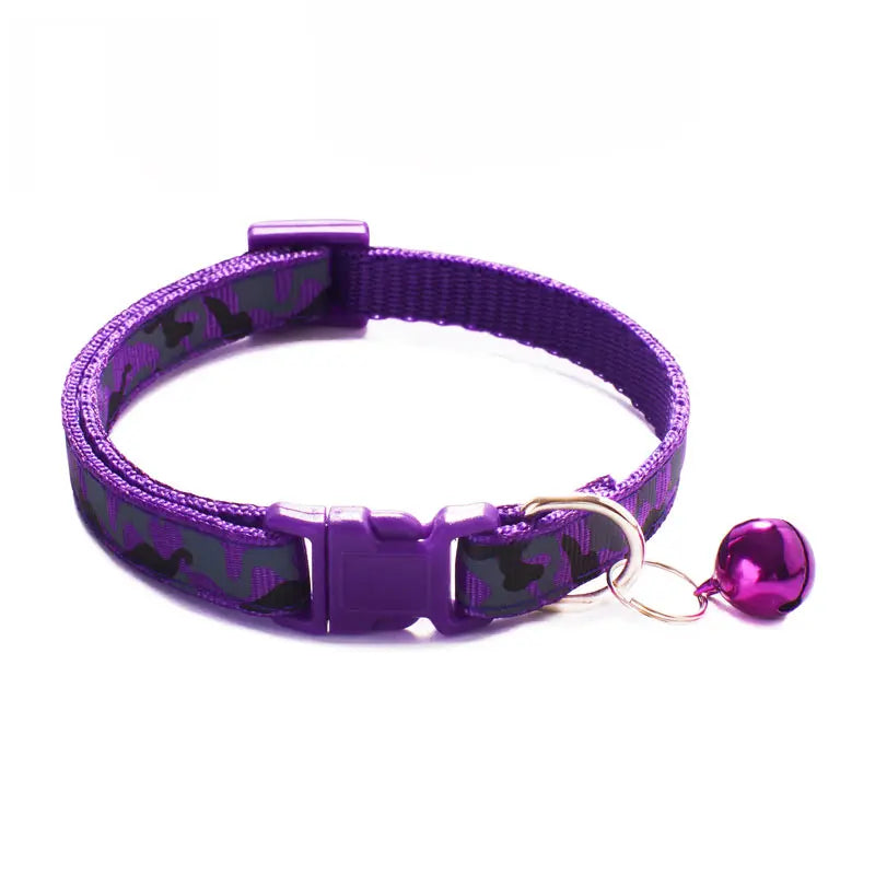 Camouflage Cat Collar with Bell Pet Dog Necklace Gatos Collier Chats Perro Supplies for Small Medium Kittin Chihuahua Pink Blue