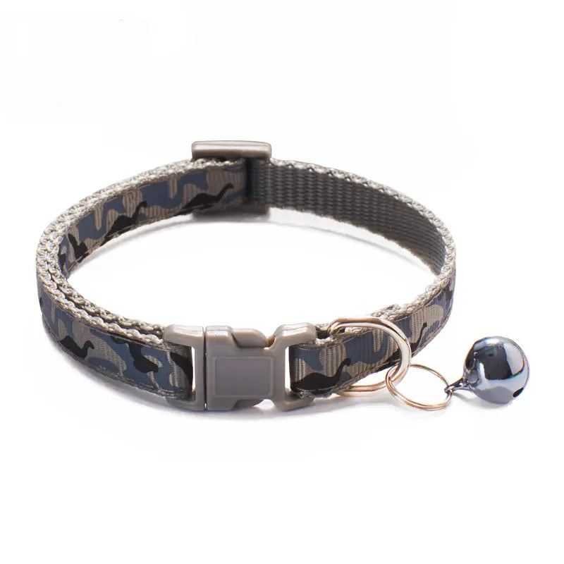 Camouflage Cat Collar with Bell Pet Dog Necklace Gatos Collier Chats Perro Supplies for Small Medium Kittin Chihuahua Pink Blue