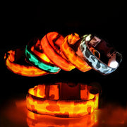 Dog Collar Light Luminous Flashing Glowing Bright Nylon Reflective LED Dog Collar Night Safety for Cats Puppy Pet Supplies