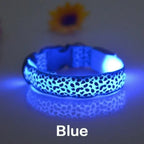 Leopard LED Dog Collar Luminous Adjustable Glowing Collar for Dogs Pet Night Safety Nylon Collar Luminous LED Bright Dog Collar