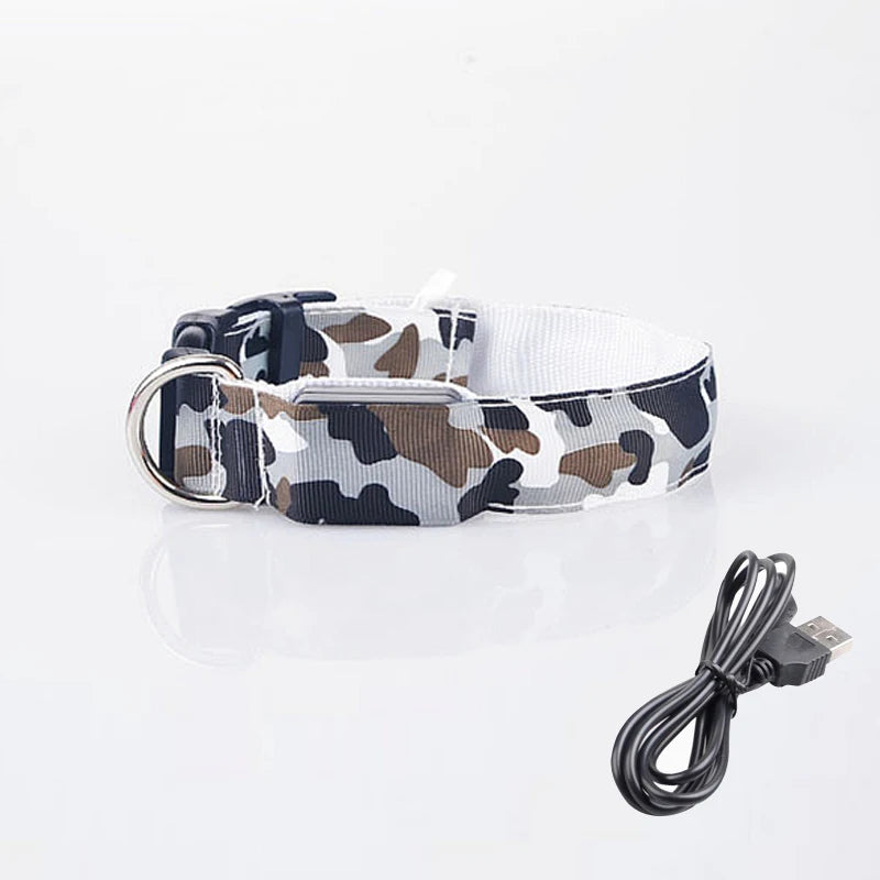 Dog Collar Light Luminous Flashing Glowing Bright Nylon Reflective LED Dog Collar Night Safety for Cats Puppy Pet Supplies