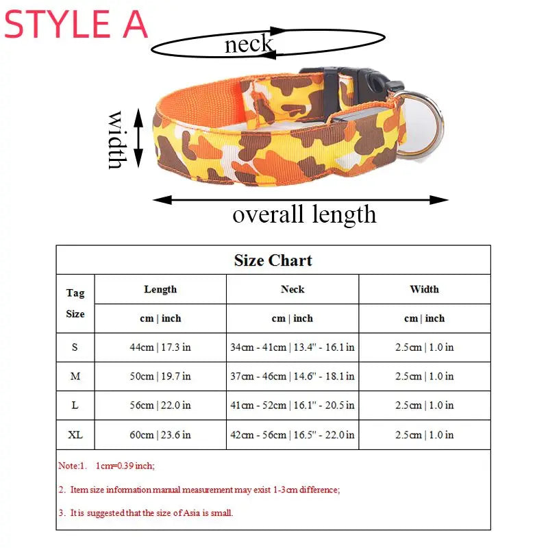 Dog Collar Light Luminous Flashing Glowing Bright Nylon Reflective LED Dog Collar Night Safety for Cats Puppy Pet Supplies