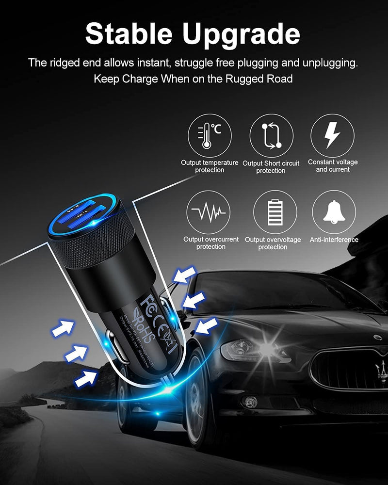 Fast Charge Dual Port USB Cargador Carro Lighter Adapter 